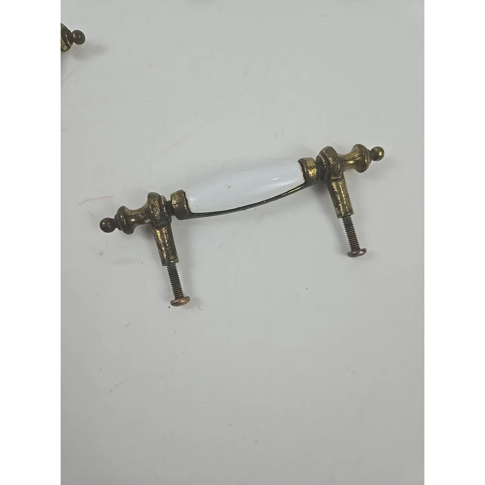 6 Antique White Porcelain & Brass 5